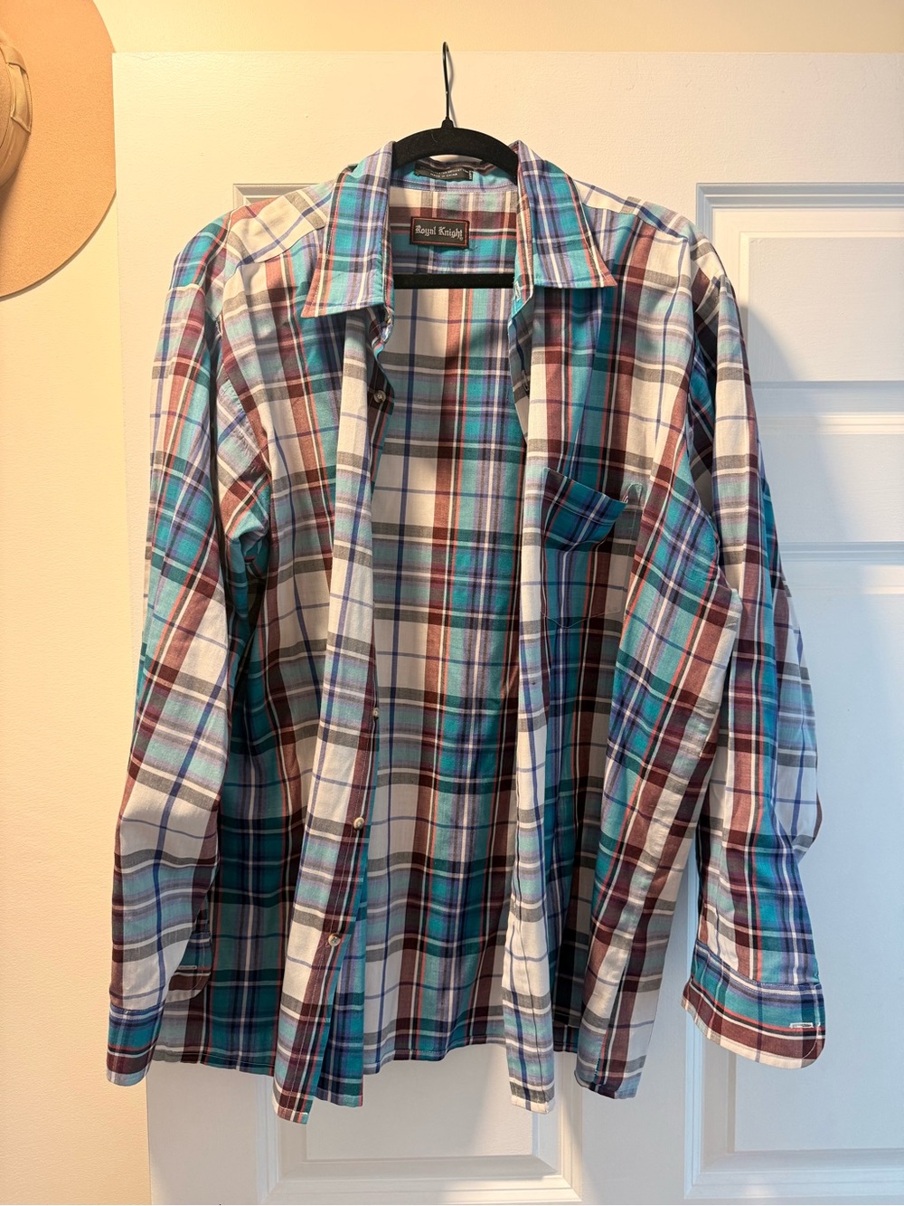Royal Knight Teal and Brown Plaid Button-Down Shirt